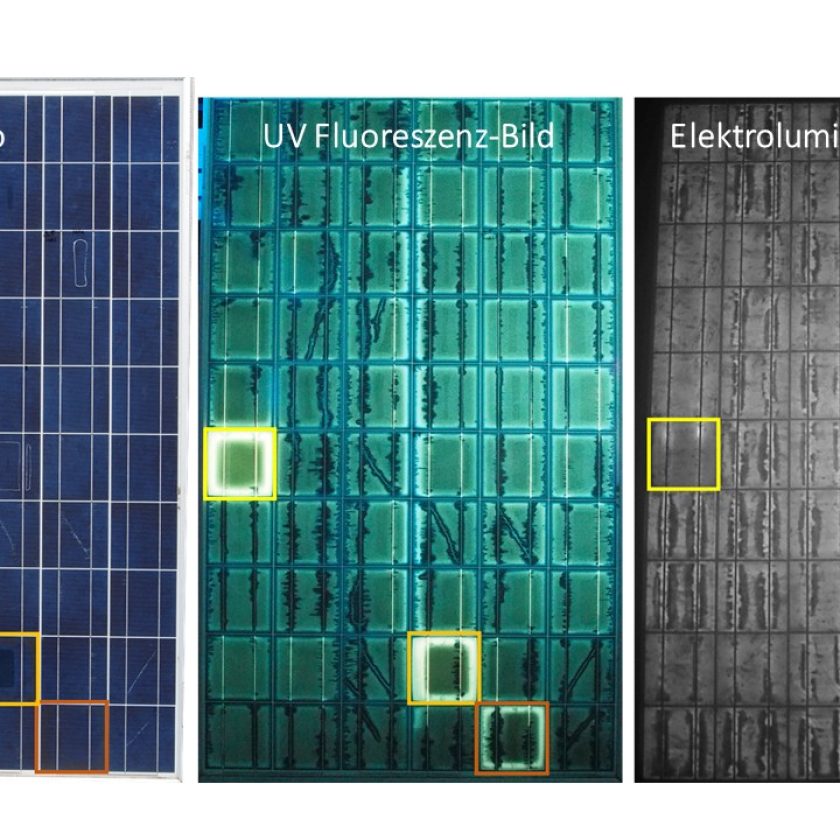 3 PV Modules with different waterspots